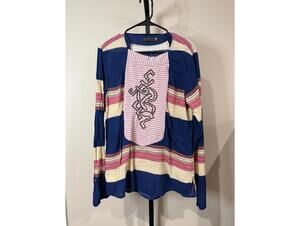 Save the Queen Man Long Sleeve Multi-Color Top Embroidered Detail XL